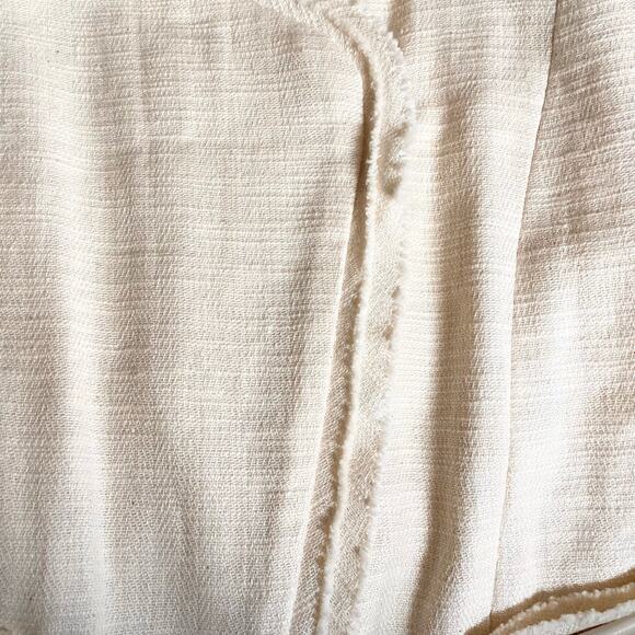 Maje Cotton Linen Frayed Edge Woven Linen Shoulder Moto Jacket 38 M - Picture 8 of 11